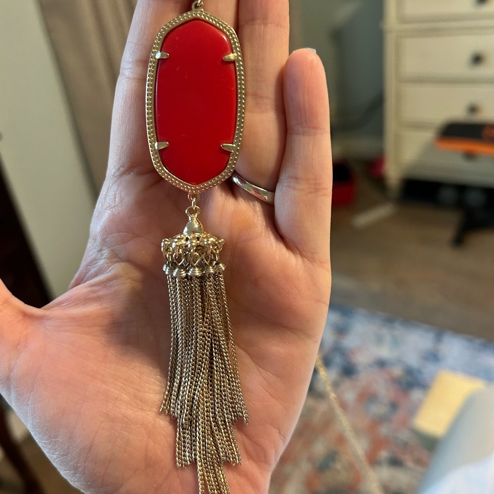 Kendra Scott Red and Gold Statement Necklace